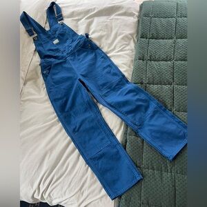 Hey Gang: Knee Patch Overalls in French Blue: size 00